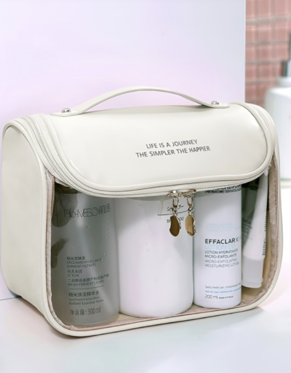 Off White Water Resistant Travel Makeup Accessory - Image 5